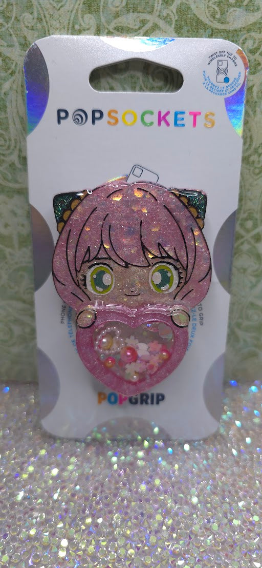 Made to Order Anya Forger Spy x Family Anime Popsocket Badge Reel Keychain Kawaii Cute Heart Shaker