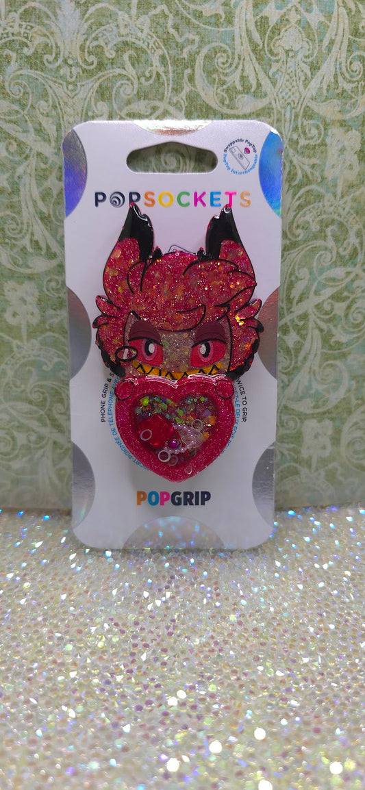Made to Order Alastor Hazbin Hotel Inspired Heart Shaker for Popsocket Keychain Badge Reel CosPlay Cute Kawaii