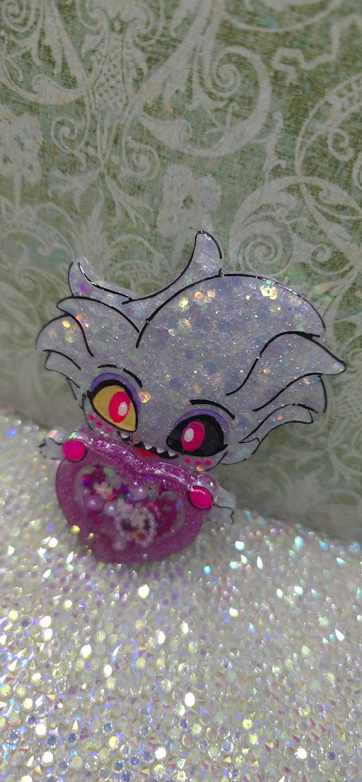 Made to Order Angel Dust Hazbin Hotel Inspired Heart Shaker for Popsocket Keychain Badge Reel CosPlay Cute Kawaii