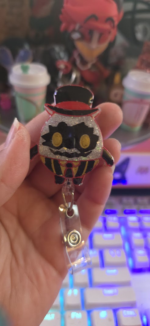 Made to Order Egg Bois Sir Pentious Hazbin Hotel Popsocket Badge Reel Keychains