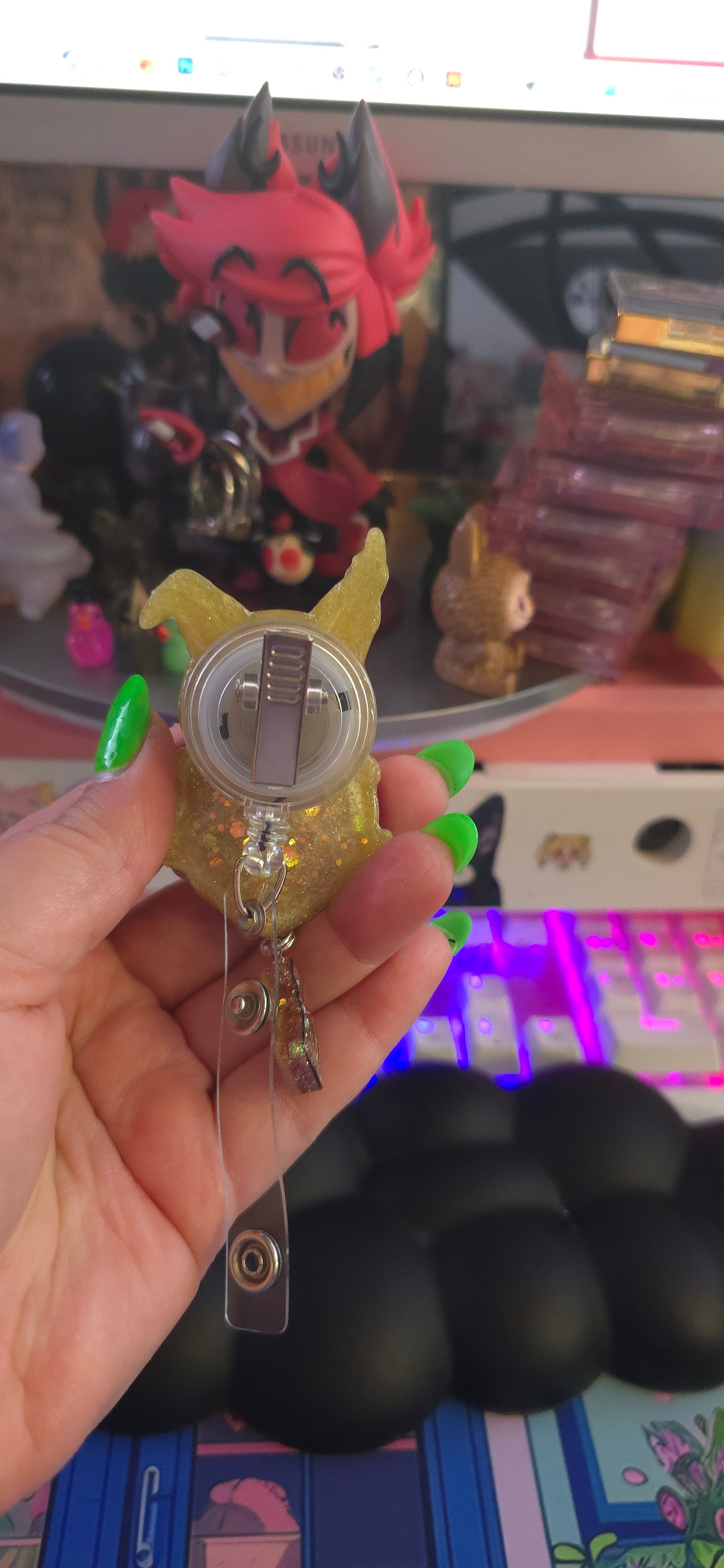 Made to Order Mimikyu Shaker Pokemon Inspired for Popsocket Keychain Badge Reel CosPlay Cute Kawaii