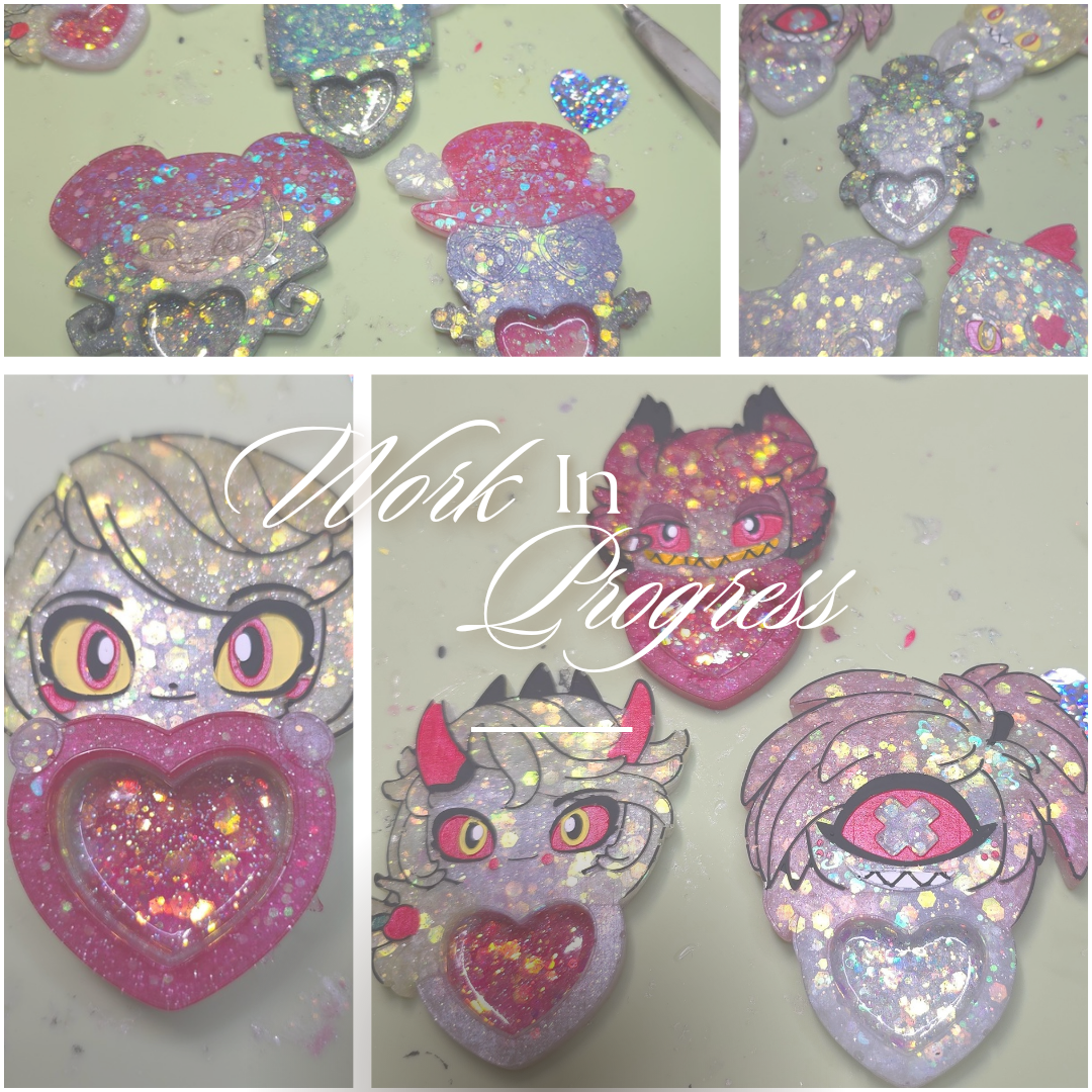 Made to Order Carmilla Hazbin Hotel Inspired Heart Shaker for Popsocket Keychain Badge Reel CosPlay Cute Kawaii