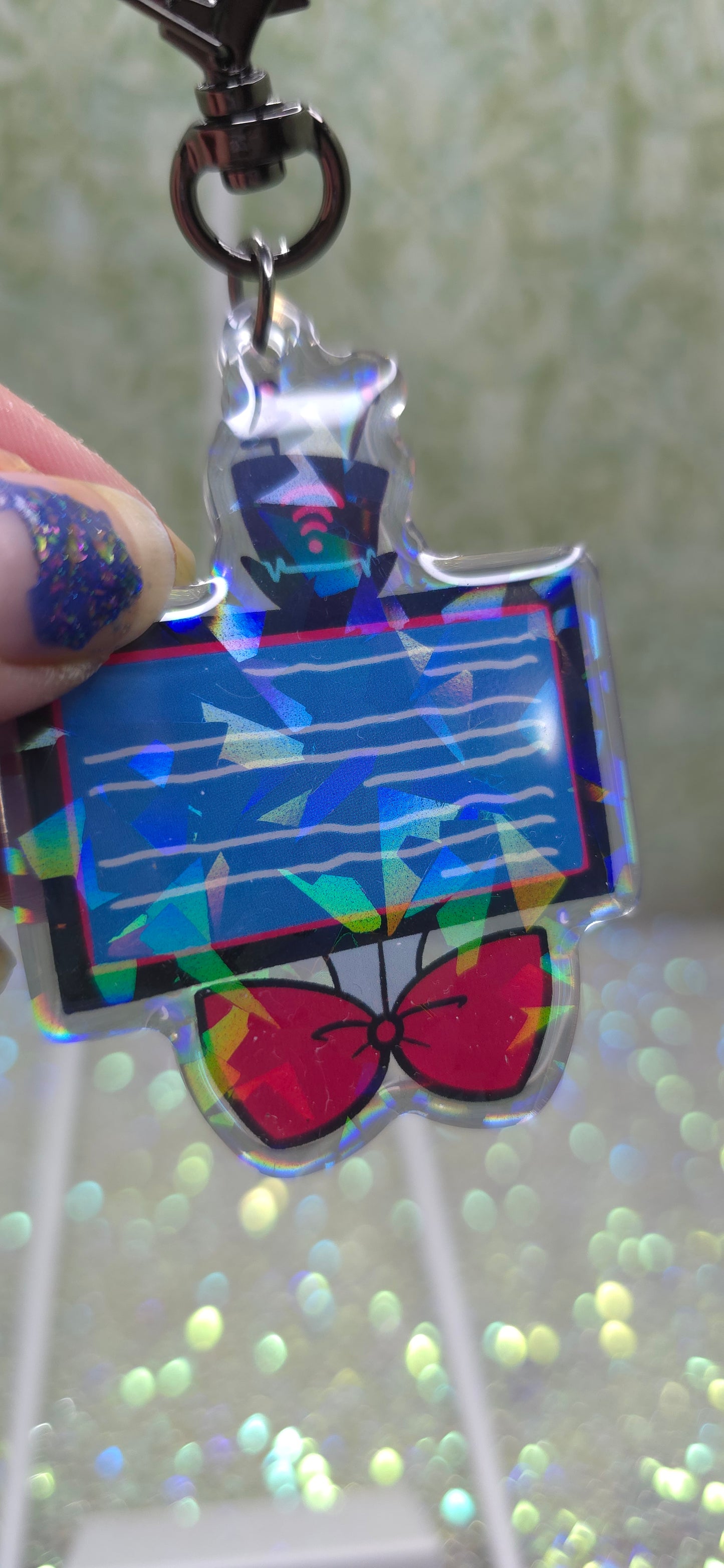 Acrylic Keychain Reversable Vox Holographic Resin Topped