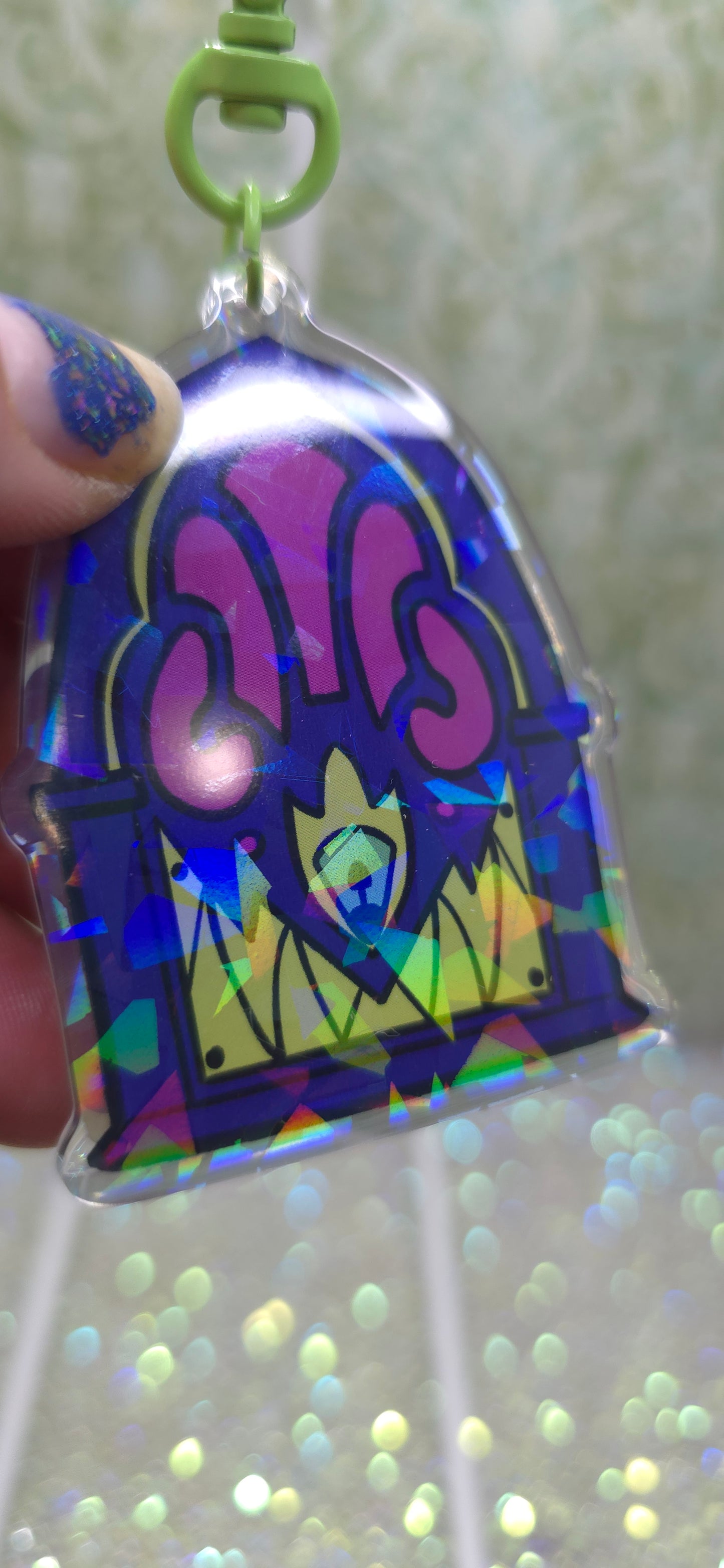 Acrylic Keychain Reversable Alastor Radio Holographic Resin Topped
