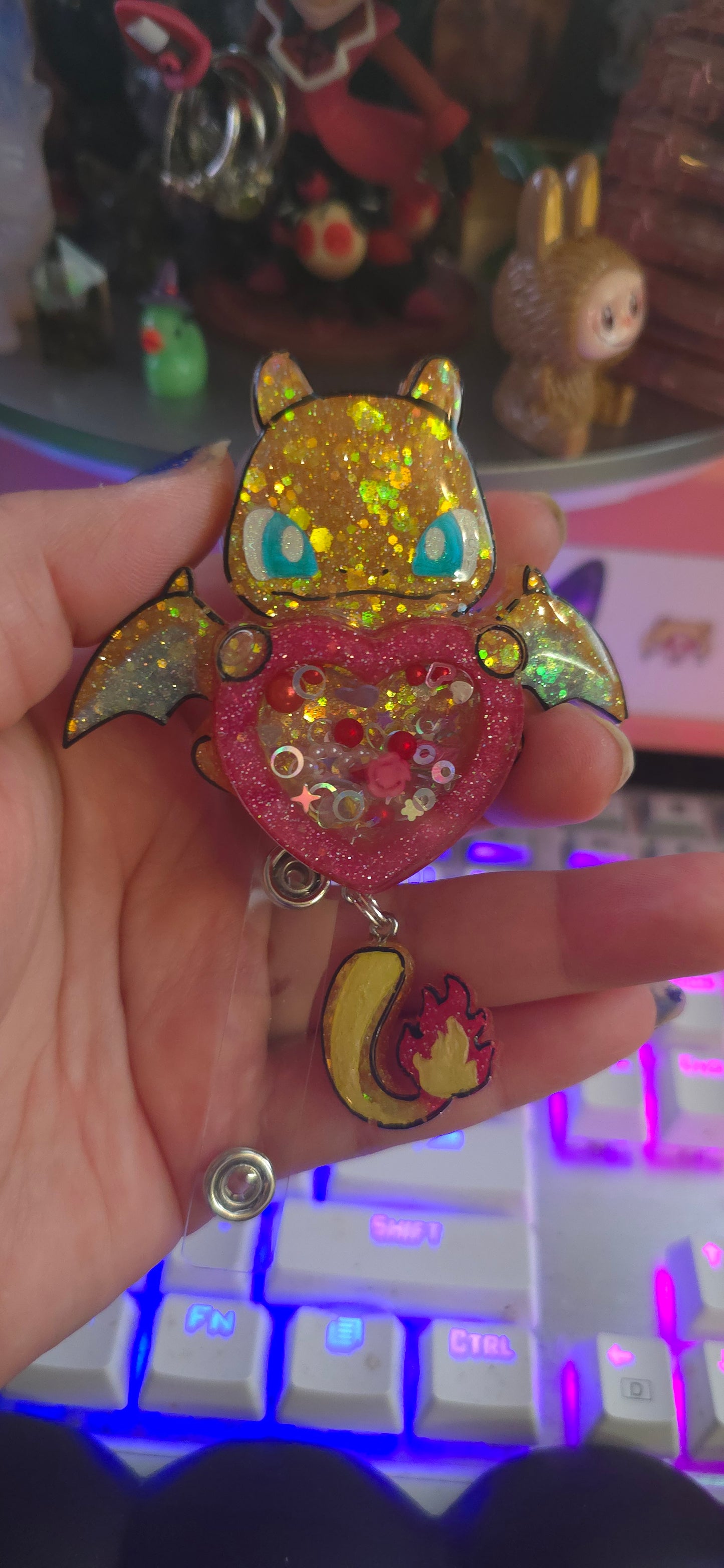 Made to Order Charizard Shaker Pokemon Inspired for Popsocket Keychain Badge Reel CosPlay Cute Kawaii