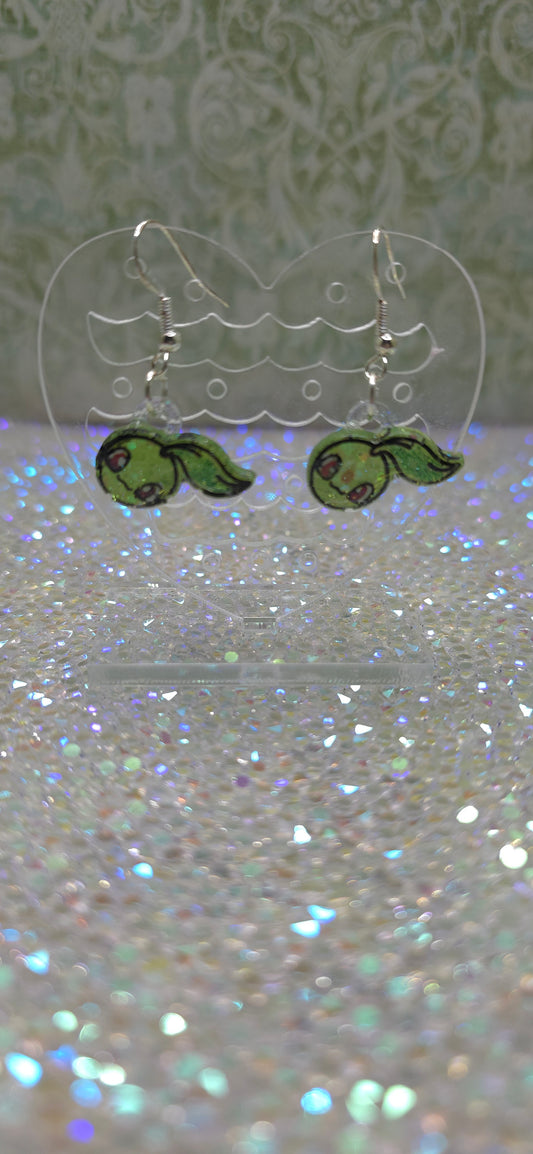 Made to Order Chikorita Pokemon Inspired Earrings Pendant Phone Charm