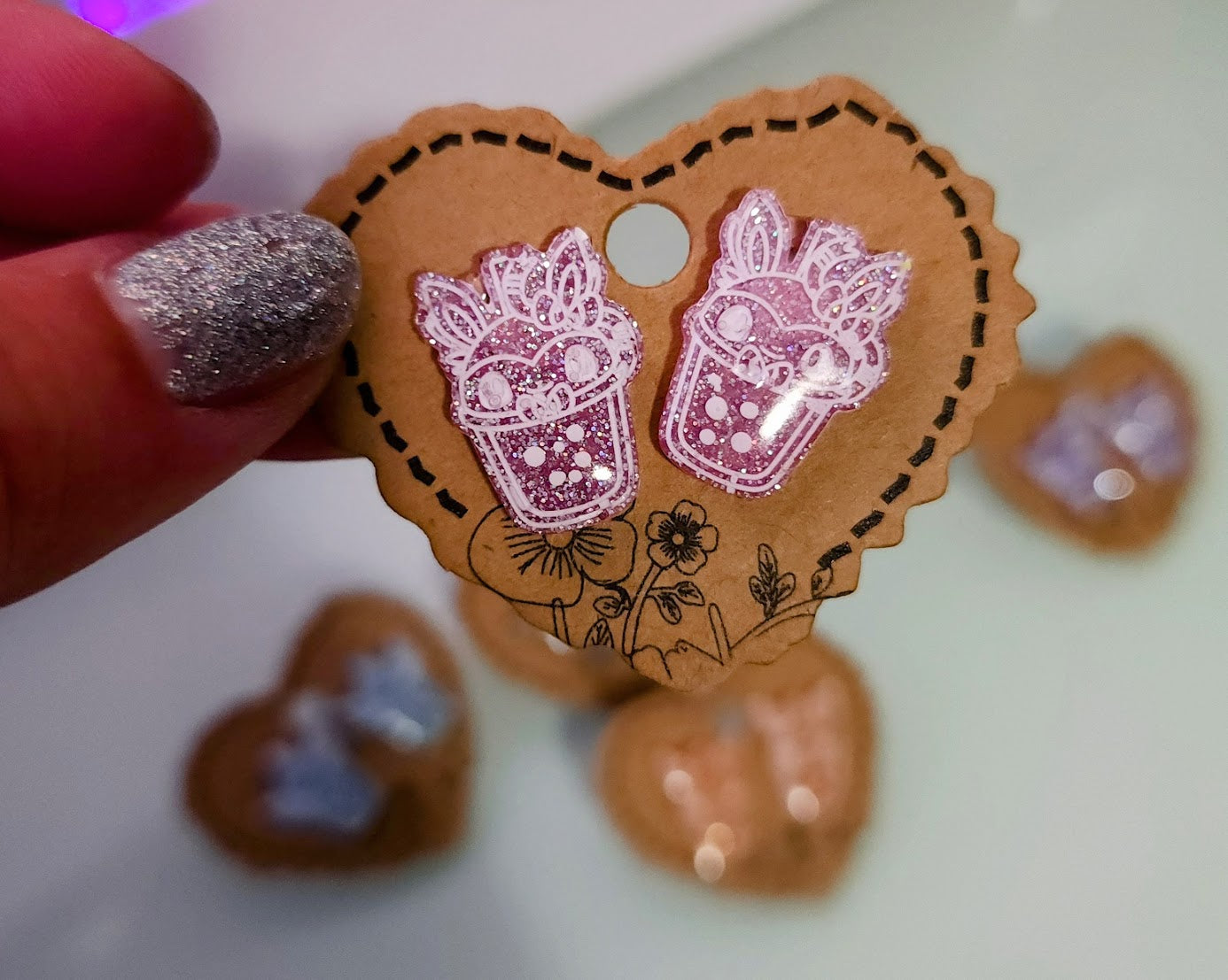 Made to Order Boba Eeveelution Pokemon Inspired Earrings Type Two White Lines