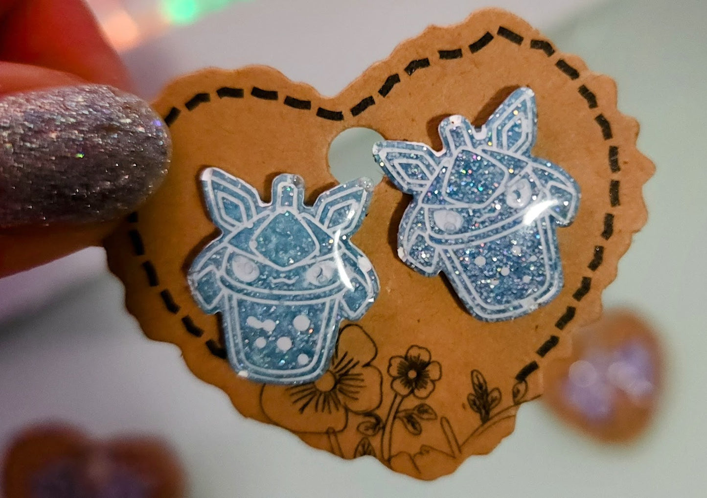 Made to Order Boba Eeveelution Pokemon Inspired Earrings Type Two White Lines