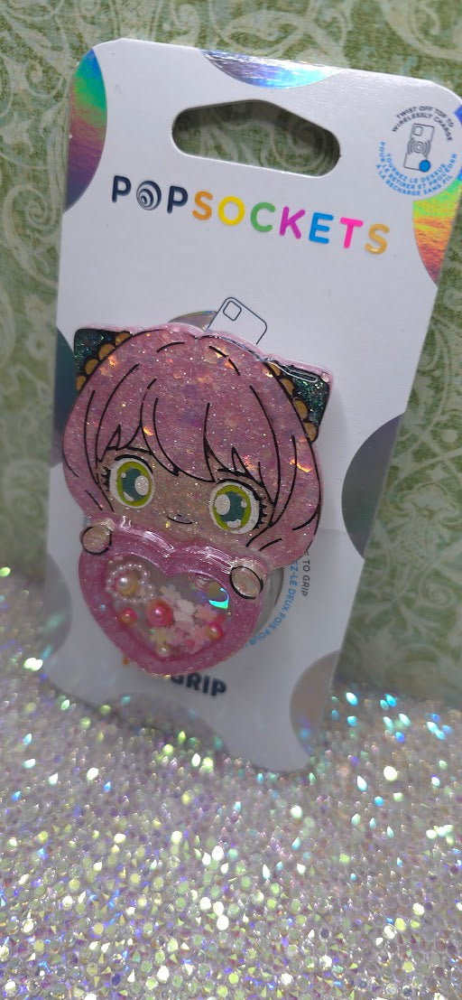 Made to Order Anya Forger Spy x Family Anime Popsocket Badge Reel Keychain Kawaii Cute Heart Shaker