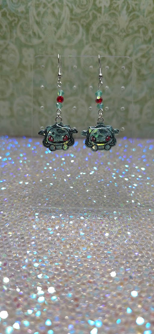 Made to Order Mouth Open Bulbasaur Pokemon Inspired Earrings Pendant Phone Charm