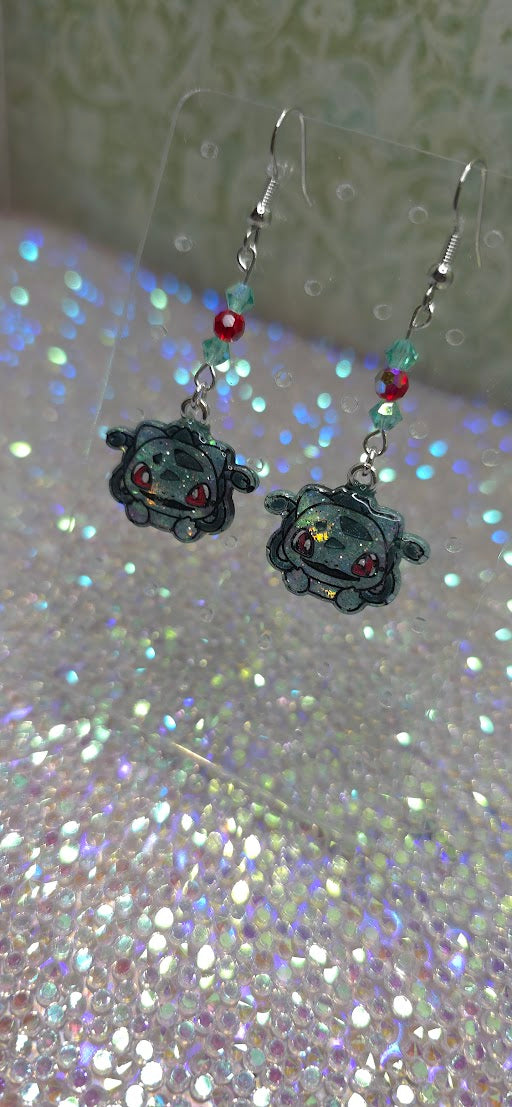 Made to Order Mouth Open Bulbasaur Pokemon Inspired Earrings Pendant Phone Charm
