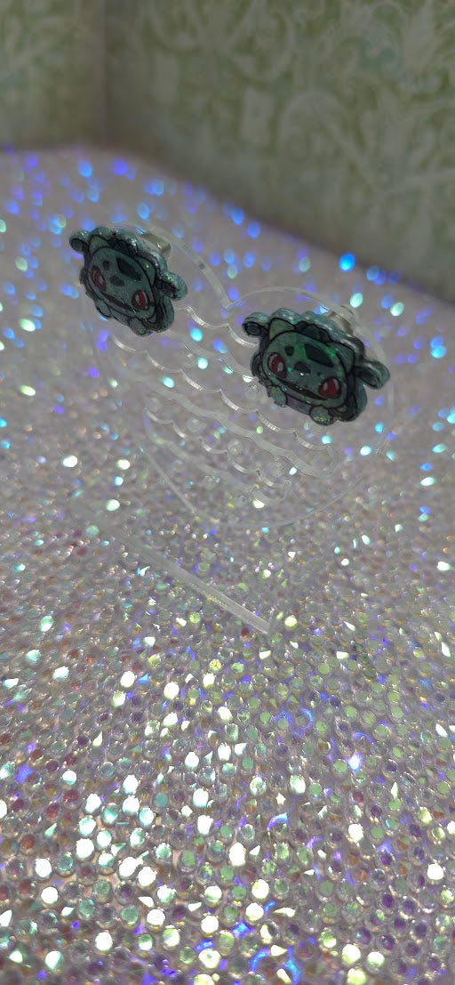 Made to Order Mouth Open Bulbasaur Pokemon Inspired Earrings Pendant Phone Charm