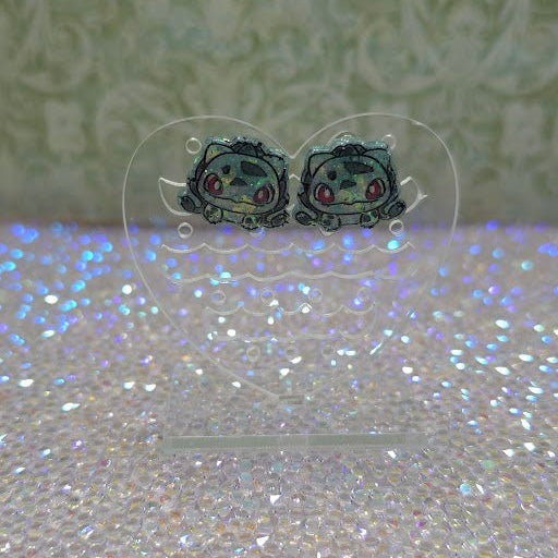 Made to Order Mouth Closed Bulbasaur Pokemon Inspired Earrings Pendant Phone Charm