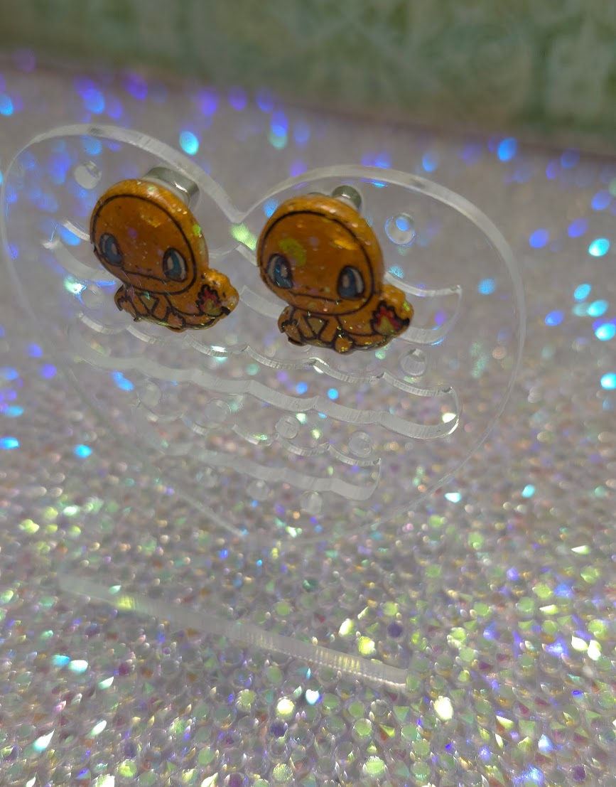 Made to Order Sitting Charmander Pokemon Inspired Earrings Pendant Phone Charm