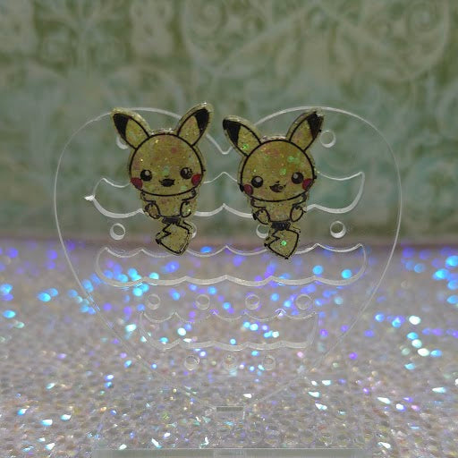 Made to Order Jumping Pikachu Pokemon Inspired Earrings Pendant Phone Charm