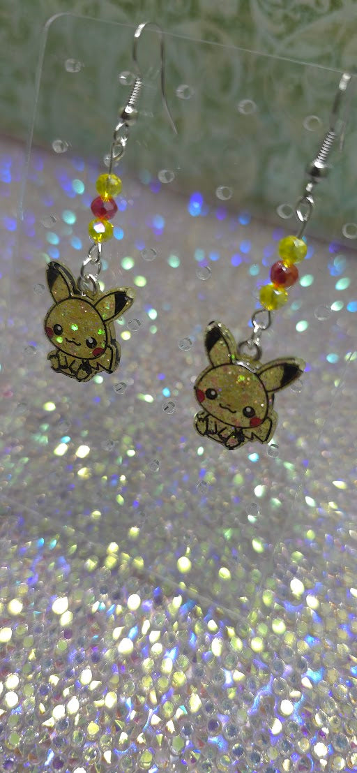 Made to Order Sitting Pikachu Pokemon Inspired Earrings Pendant Phone Charm