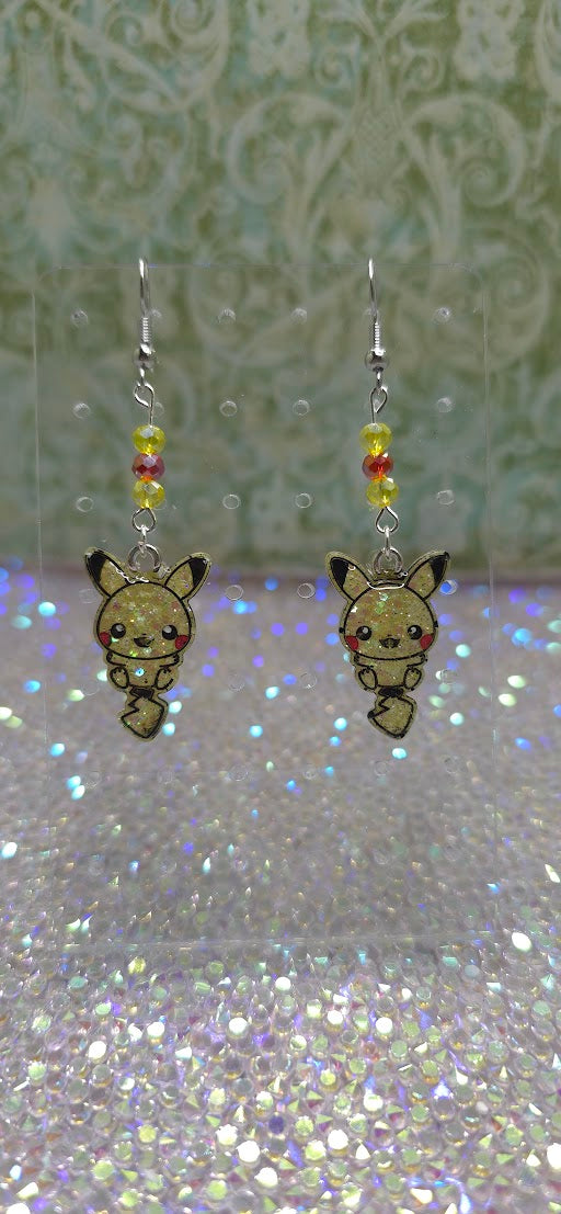 Made to Order Jumping Pikachu Pokemon Inspired Earrings Pendant Phone Charm