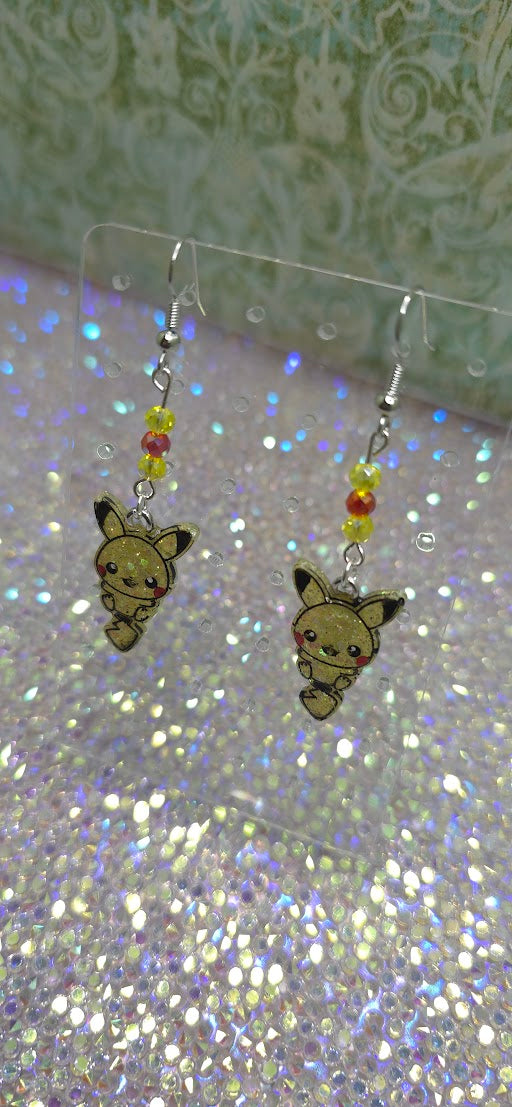 Made to Order Jumping Pikachu Pokemon Inspired Earrings Pendant Phone Charm