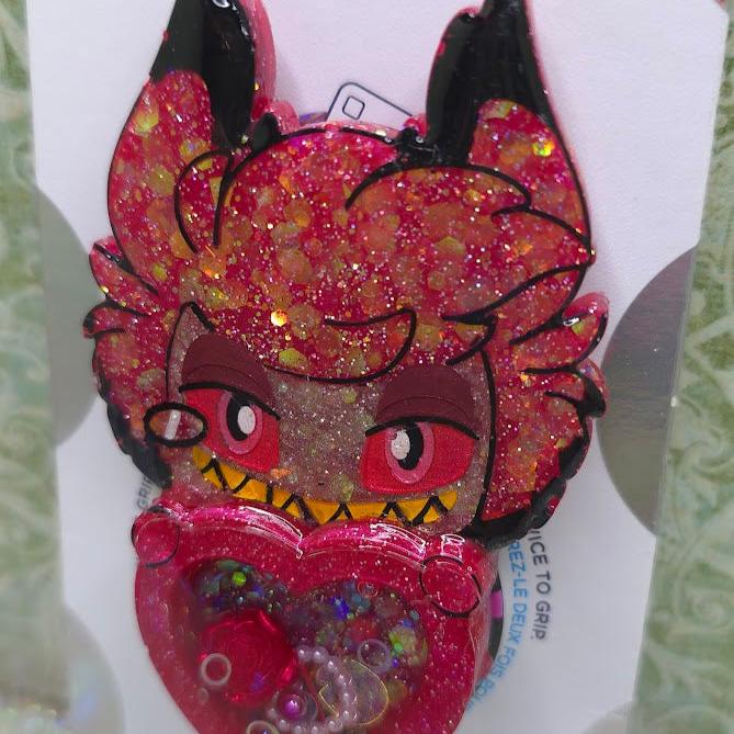 Made to Order Alastor Hazbin Hotel Inspired Heart Shaker for Popsocket Keychain Badge Reel CosPlay Cute Kawaii