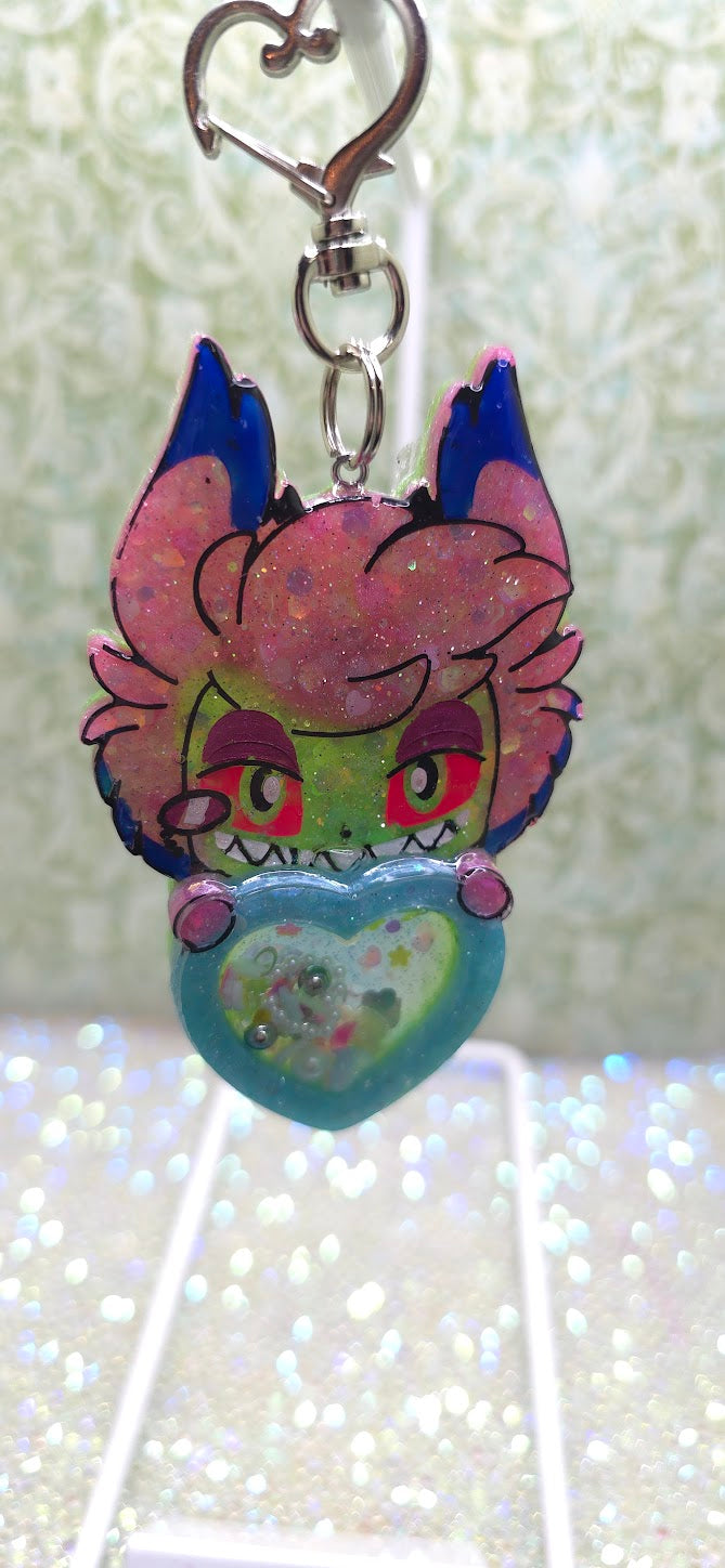 Made to Order Reverse Colour Alastor Hazbin Hotel Inspired Heart Shaker for Popsocket Keychain Badge Reel CosPlay Cute Kawaii