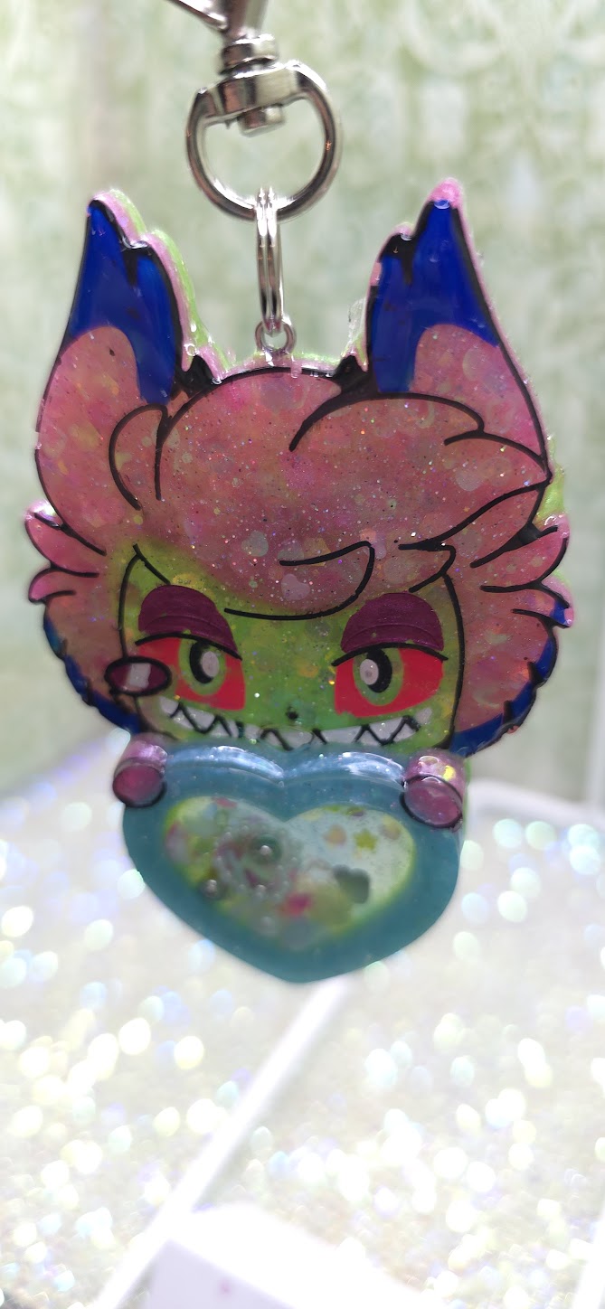 Made to Order Reverse Colour Alastor Hazbin Hotel Inspired Heart Shaker for Popsocket Keychain Badge Reel CosPlay Cute Kawaii