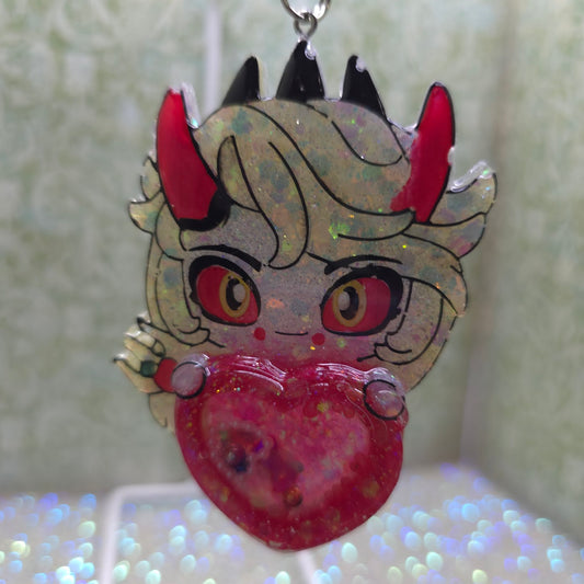 Made to Order Angry Charlie Hazbin Hotel Inspired Heart Shaker for Popsocket Keychain Badge Reel CosPlay Cute Kawaii