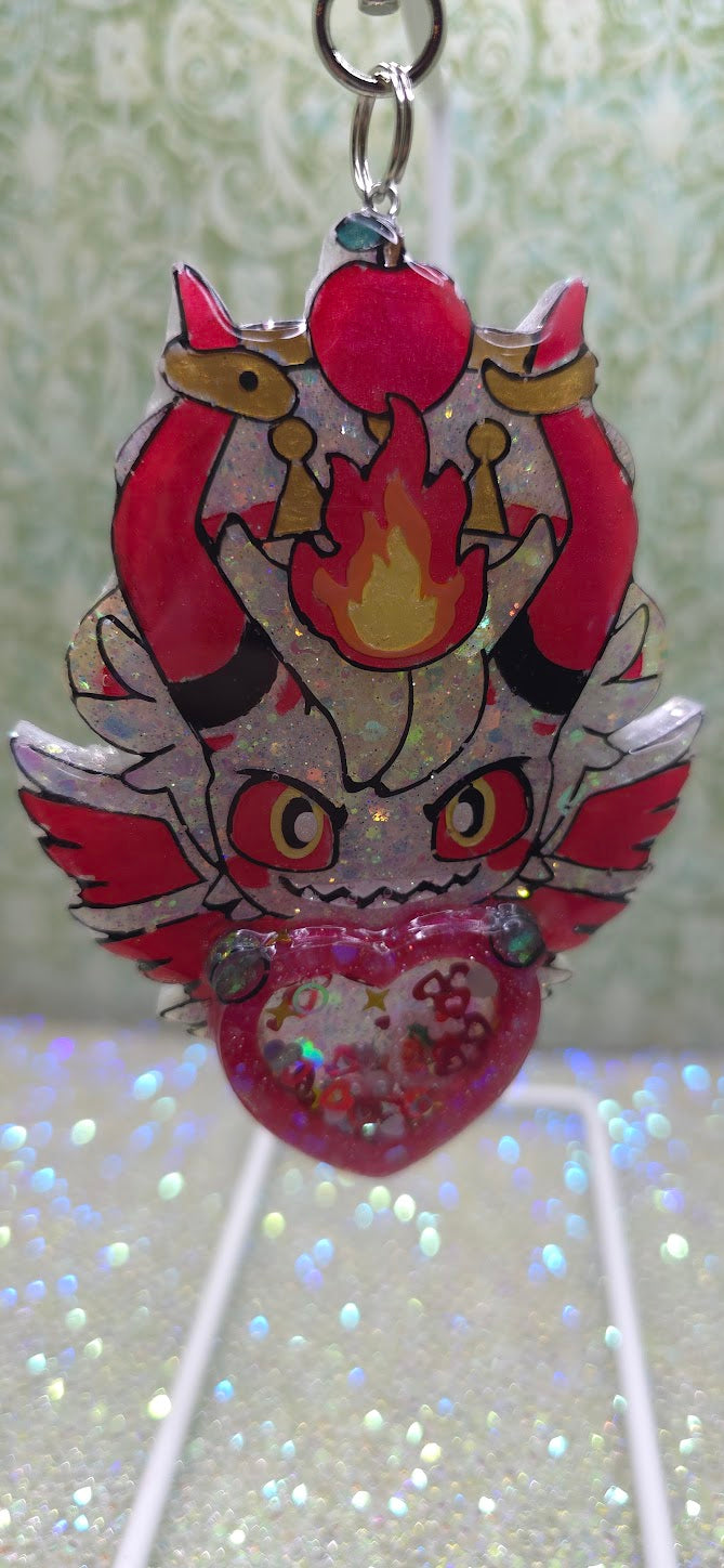 Made to Order Angry Lucifer Hazbin Hotel Inspired Heart Shaker for Popsocket Keychain Badge Reel CosPlay Cute Kawaii