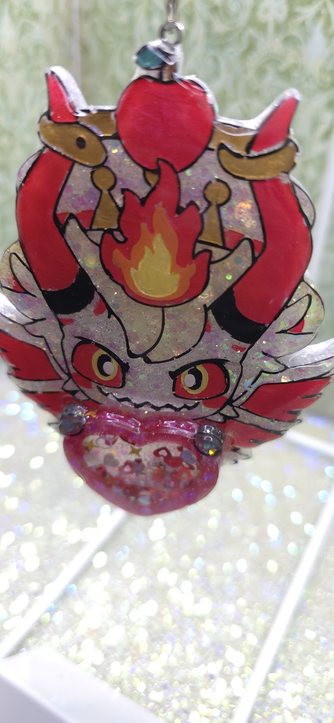 Made to Order Angry Lucifer Hazbin Hotel Inspired Heart Shaker for Popsocket Keychain Badge Reel CosPlay Cute Kawaii