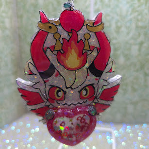 Made to Order Angry Lucifer Hazbin Hotel Inspired Heart Shaker for Popsocket Keychain Badge Reel CosPlay Cute Kawaii
