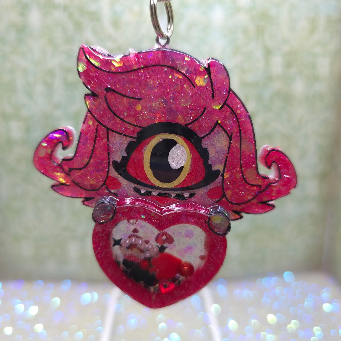 Made to Order Nifty Hazbin Hotel Inspired Heart Shaker for Popsocket Keychain Badge Reel CosPlay Cute Kawaii