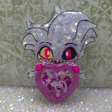 Made to Order Angel Dust Hazbin Hotel Inspired Heart Shaker for Popsocket Keychain Badge Reel CosPlay Cute Kawaii