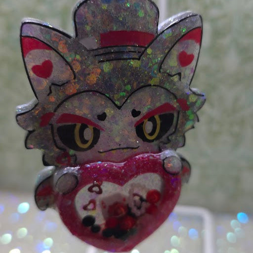 Made to Order Husk Hazbin Hotel Inspired Heart Shaker for Popsocket Keychain Badge Reel CosPlay Cute Kawaii