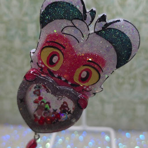 Made to Order Moxxie Helluva Boss Inspired Heart Shaker for Popsocket Keychain Badge Reel CosPlay Cute Kawaii
