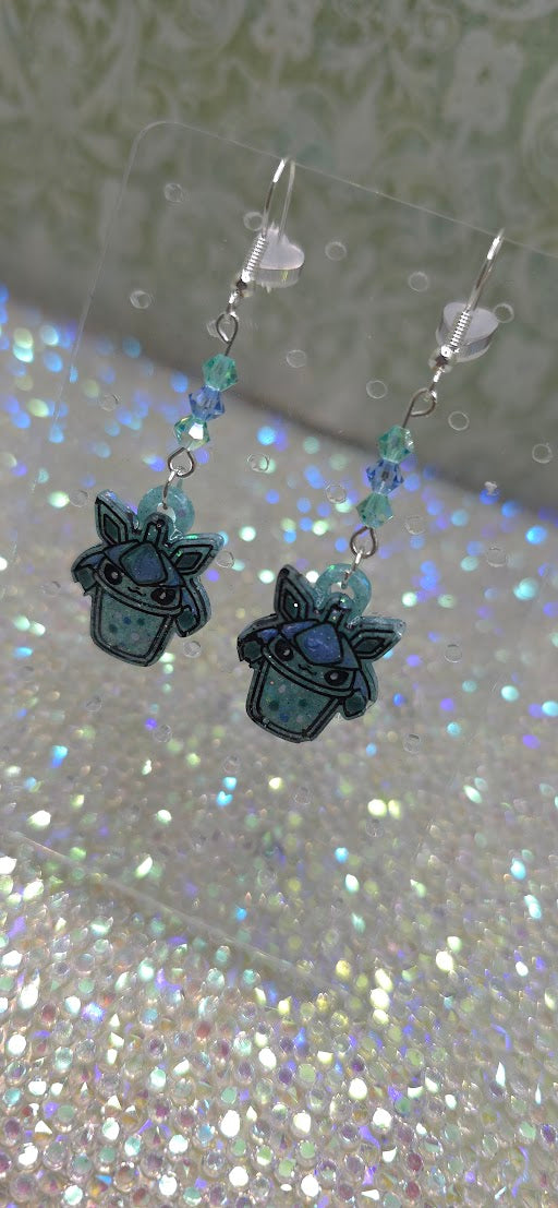 Made to Order Boba Eeveelution Pokemon Inspired Earrings Type One Black Lines