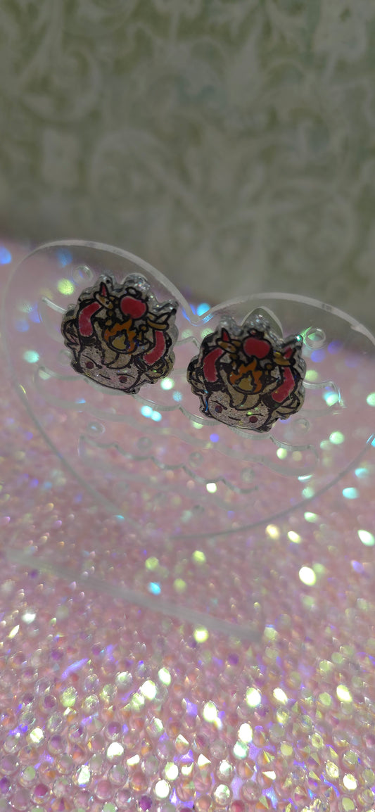 Made to Order Angry Lucifer Hazbin Hotel Inspired Earrings Pendant Phone Charm