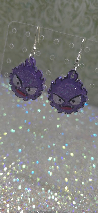 Made to Order Gastly Pokemon Inspired Earrings Pendant Charm