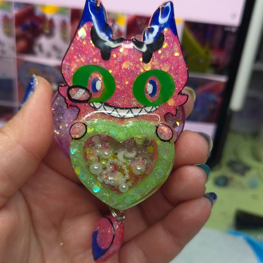 Made to Order Reverse Color Cursed Cat Alastor Alastor Hazbin Hotel Inspired Heart Shaker for Popsocket Keychain Badge Reel CosPlay Cute Kawaii