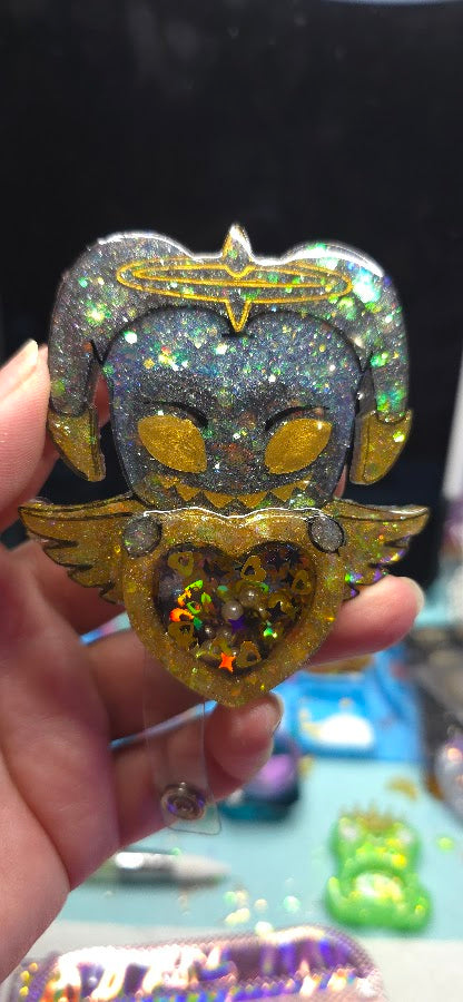 Made to Order Adam Hazbin Hotel Inspired Heart Shaker for Popsocket Keychain Badge Reel CosPlay Cute Kawaii