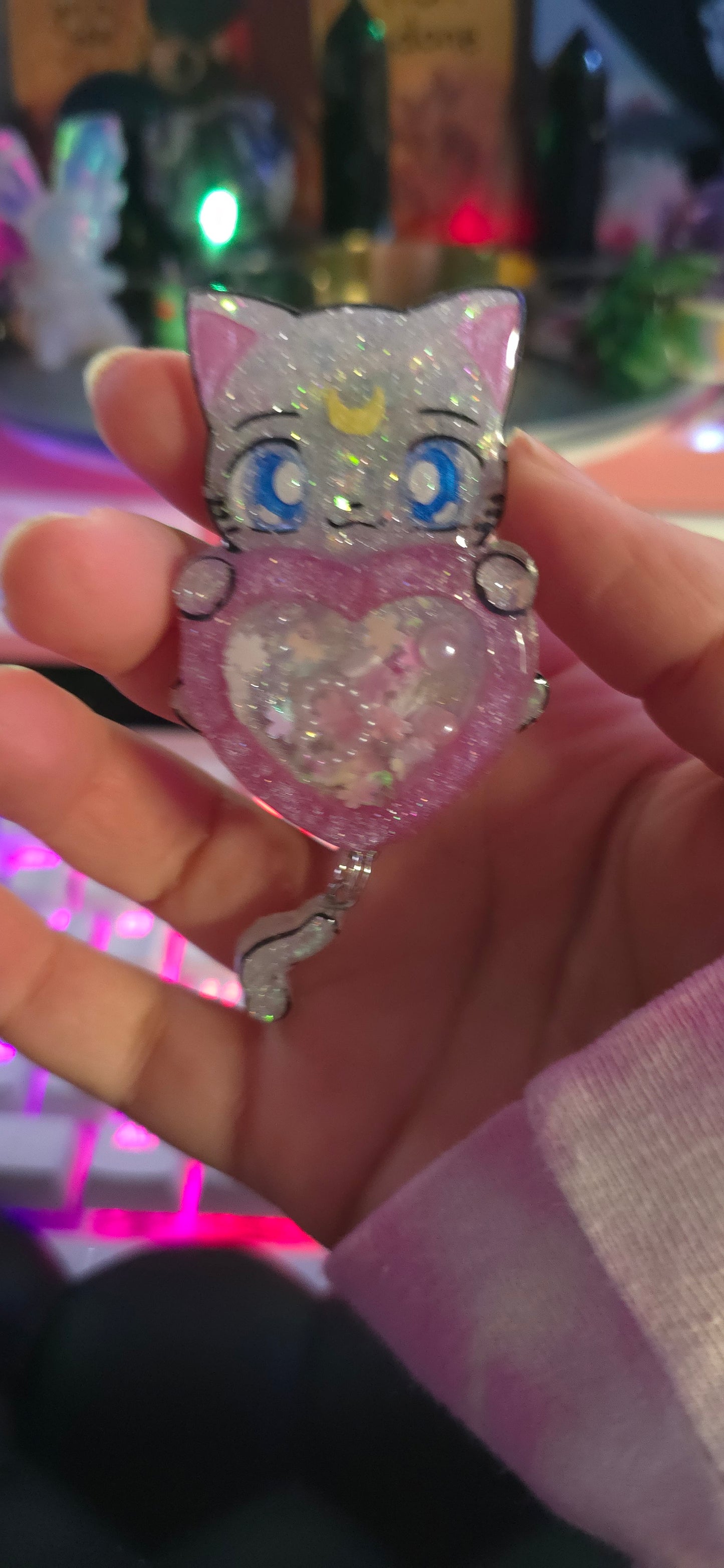 Made to Order Artemis Sailor Moon Inspired Shaker for Popsocket Keychain Badge Reel CosPlay Cute Kawaii