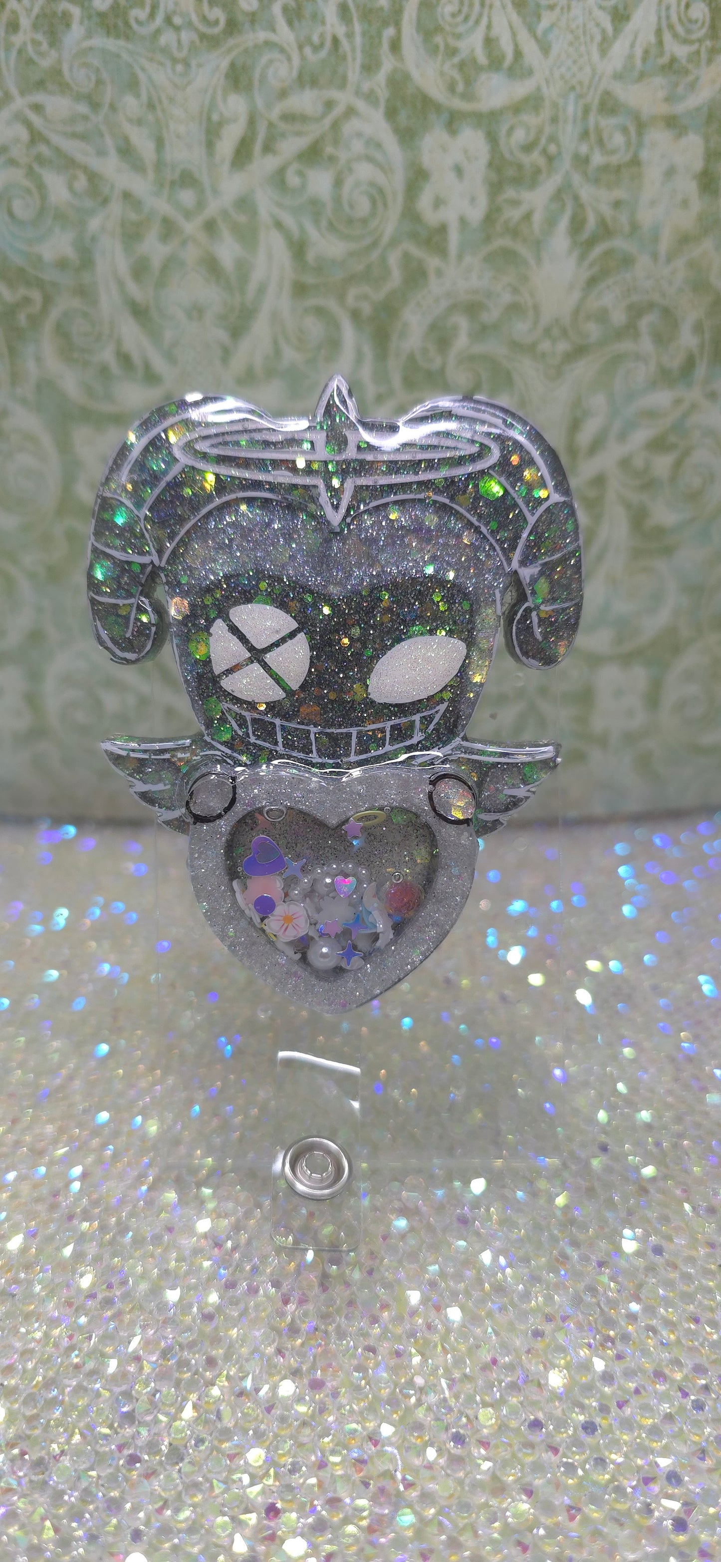 Made to Order Lute w/Mask Hazbin Hotel Inspired Heart Shaker for Popsocket Keychain Badge Reel CosPlay Cute Kawaii