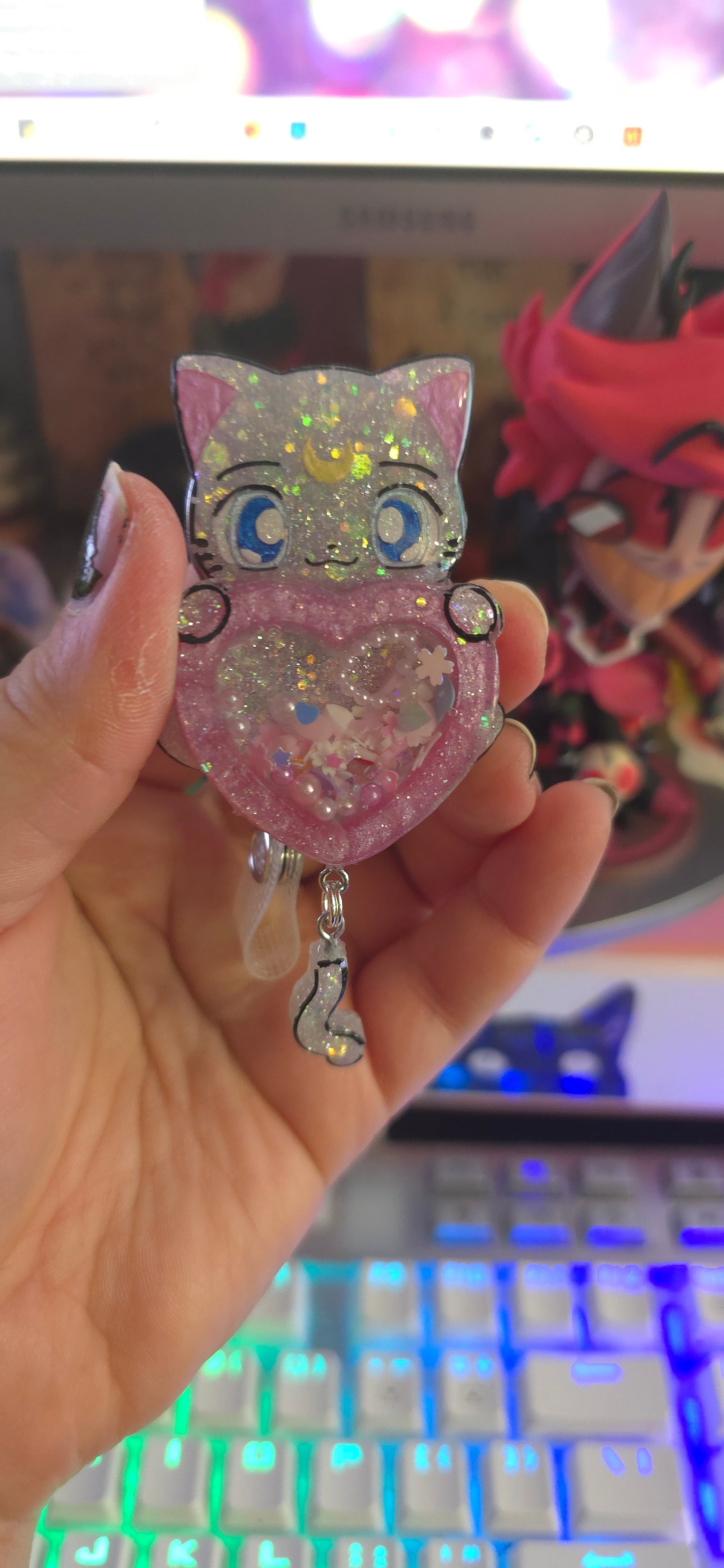 Made to Order Artemis Sailor Moon Inspired Shaker for Popsocket Keychain Badge Reel CosPlay Cute Kawaii