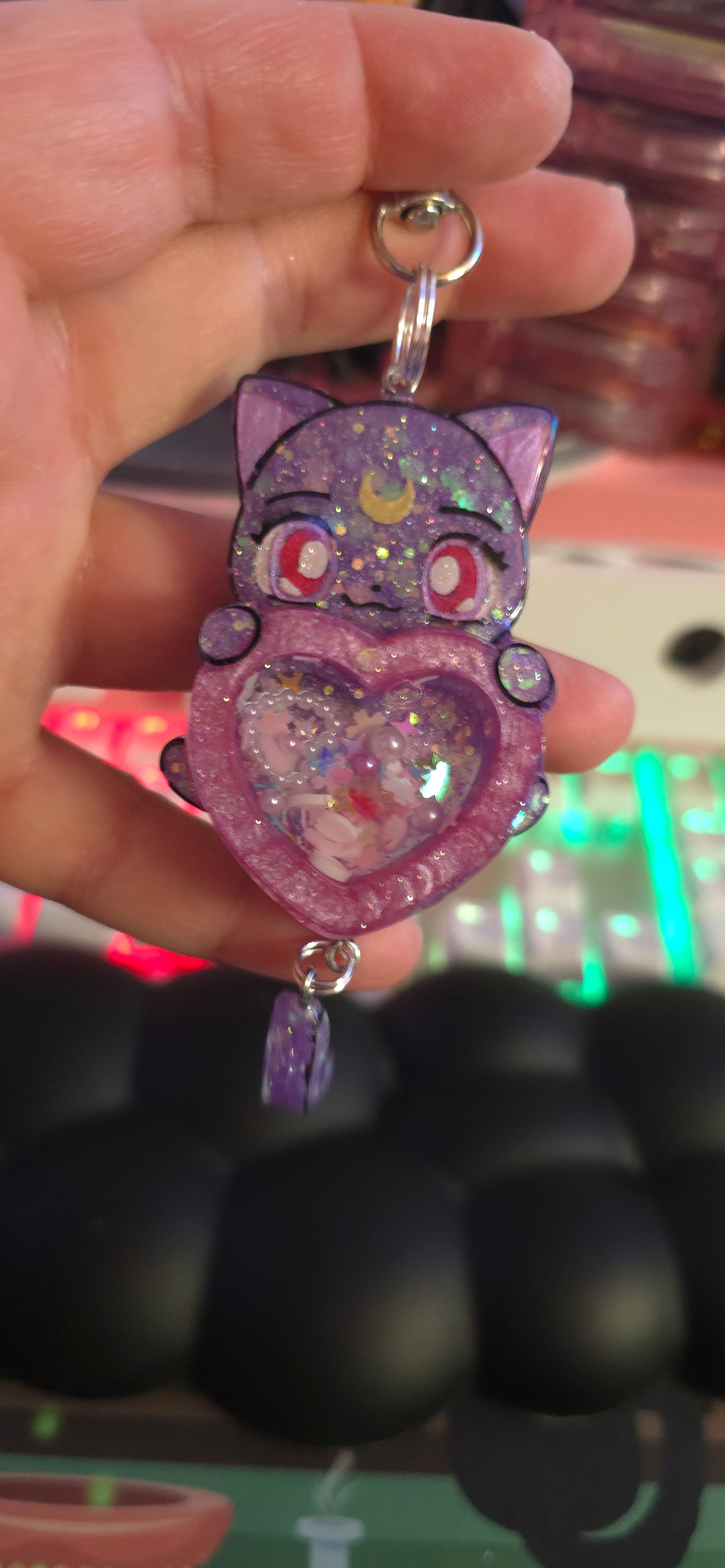 Made to Order Luna Sailor Moon Inspired Shaker for Popsocket Keychain Badge Reel CosPlay Cute Kawaii