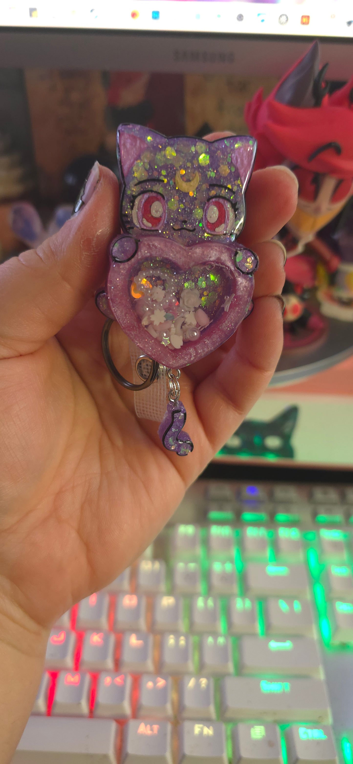 Made to Order Luna Sailor Moon Inspired Shaker for Popsocket Keychain Badge Reel CosPlay Cute Kawaii