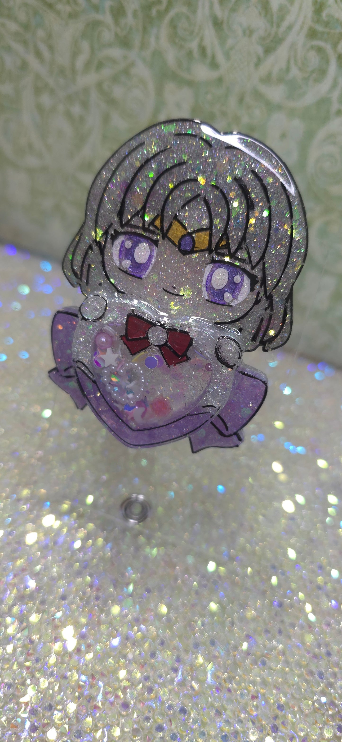 Made to Order Sailor Saturn Sailor Scout Inspired Shaker for Popsocket Keychain Badge Reel
