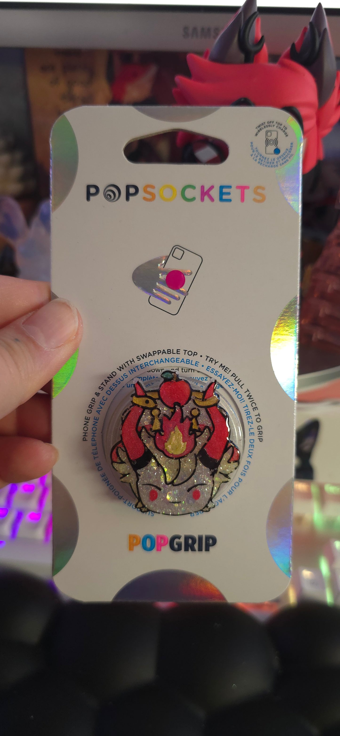Made to Order Angry Lucifer Hazbin Hotel Inspired for Popsocket Keychain Badge Reel CosPlay Cute Kawaii