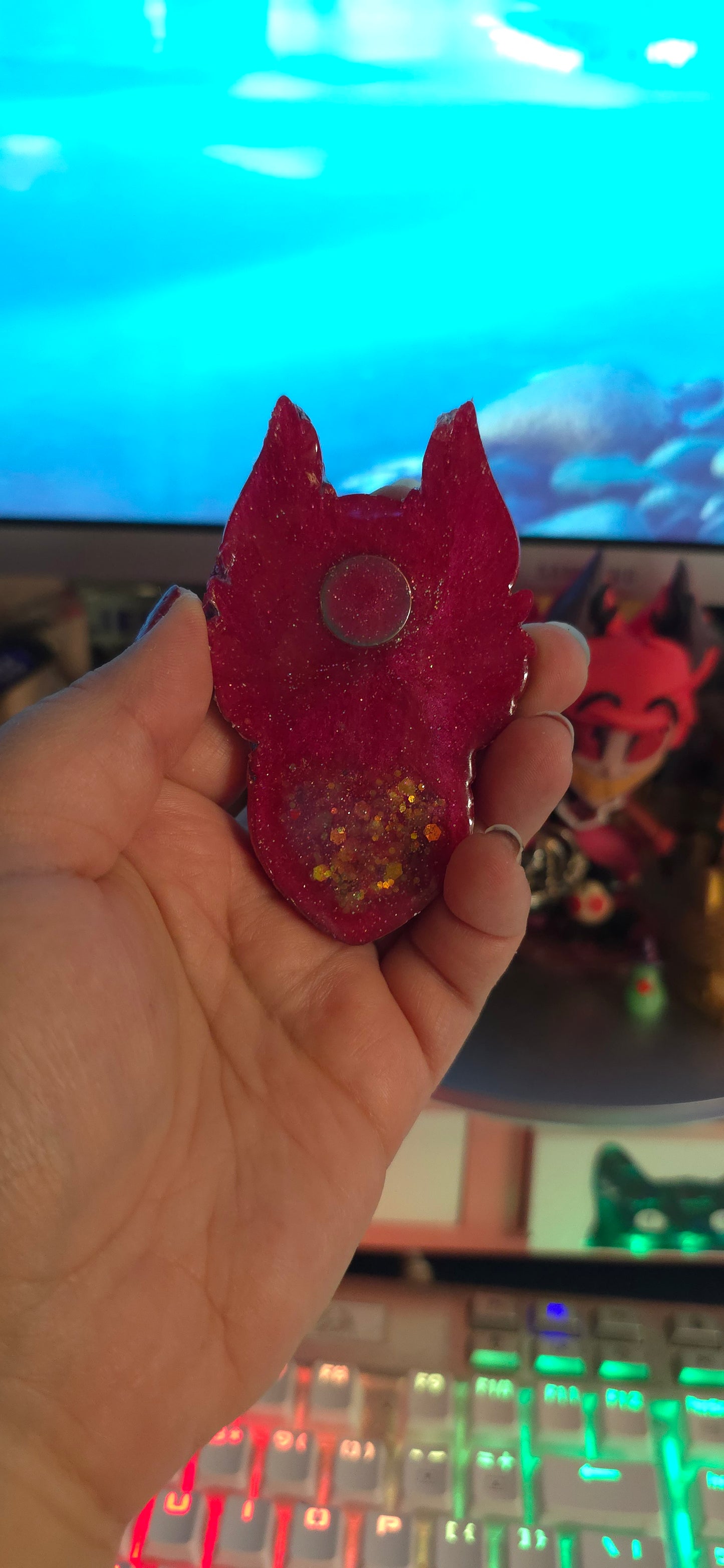 Made to Order Alastor Hazbin Hotel Inspired Heart Shaker for Popsocket Keychain Badge Reel CosPlay Cute Kawaii