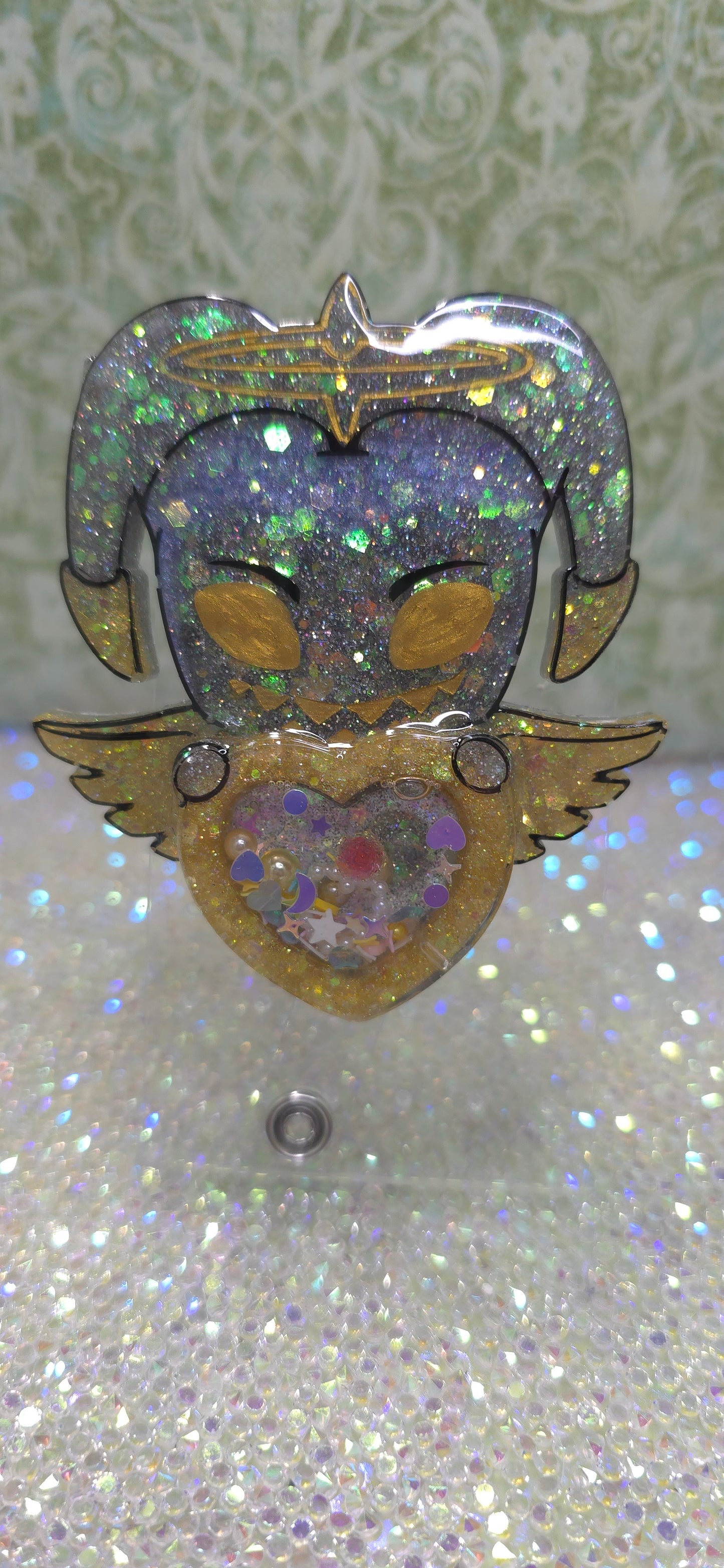 Made to Order Adam Hazbin Hotel Inspired Heart Shaker for Popsocket Keychain Badge Reel CosPlay Cute Kawaii