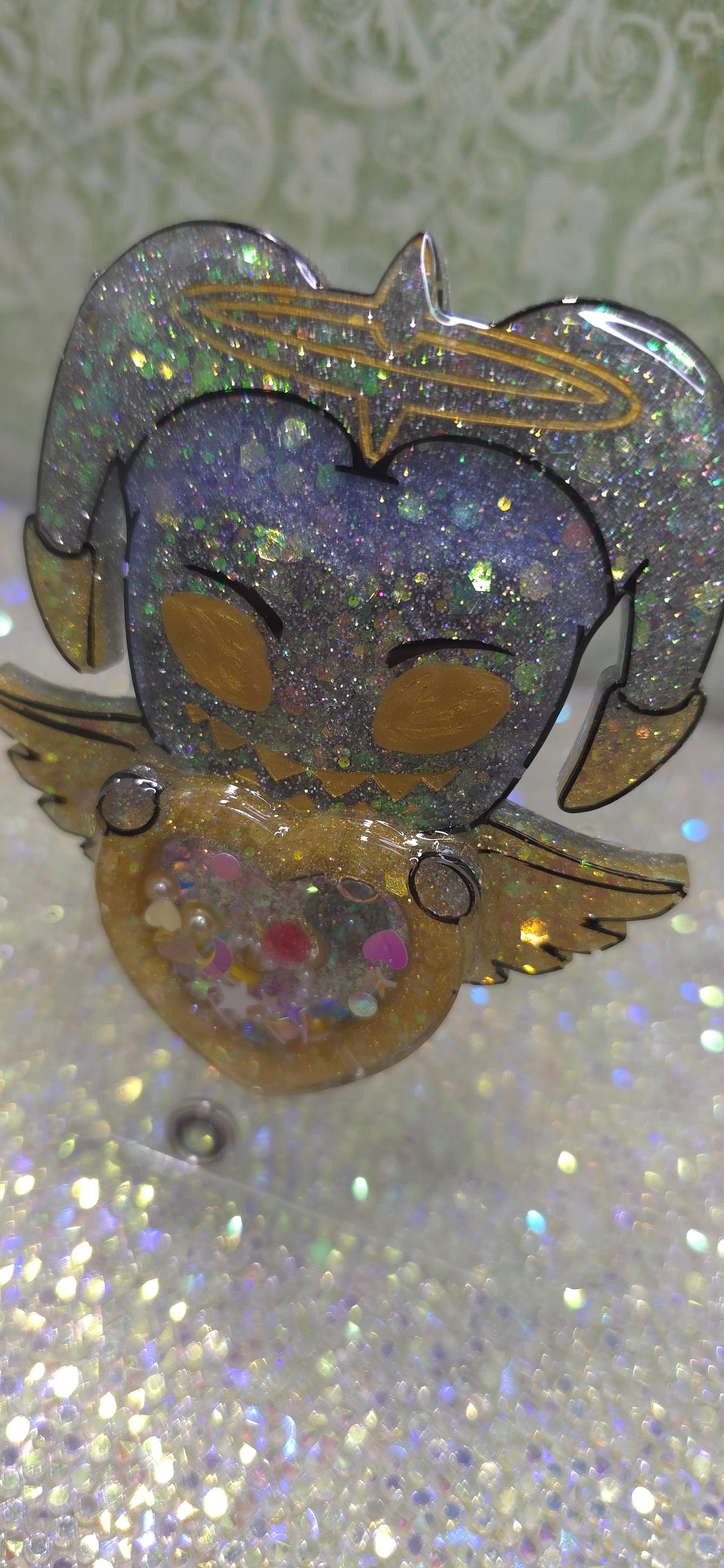 Made to Order Adam Hazbin Hotel Inspired Heart Shaker for Popsocket Keychain Badge Reel CosPlay Cute Kawaii
