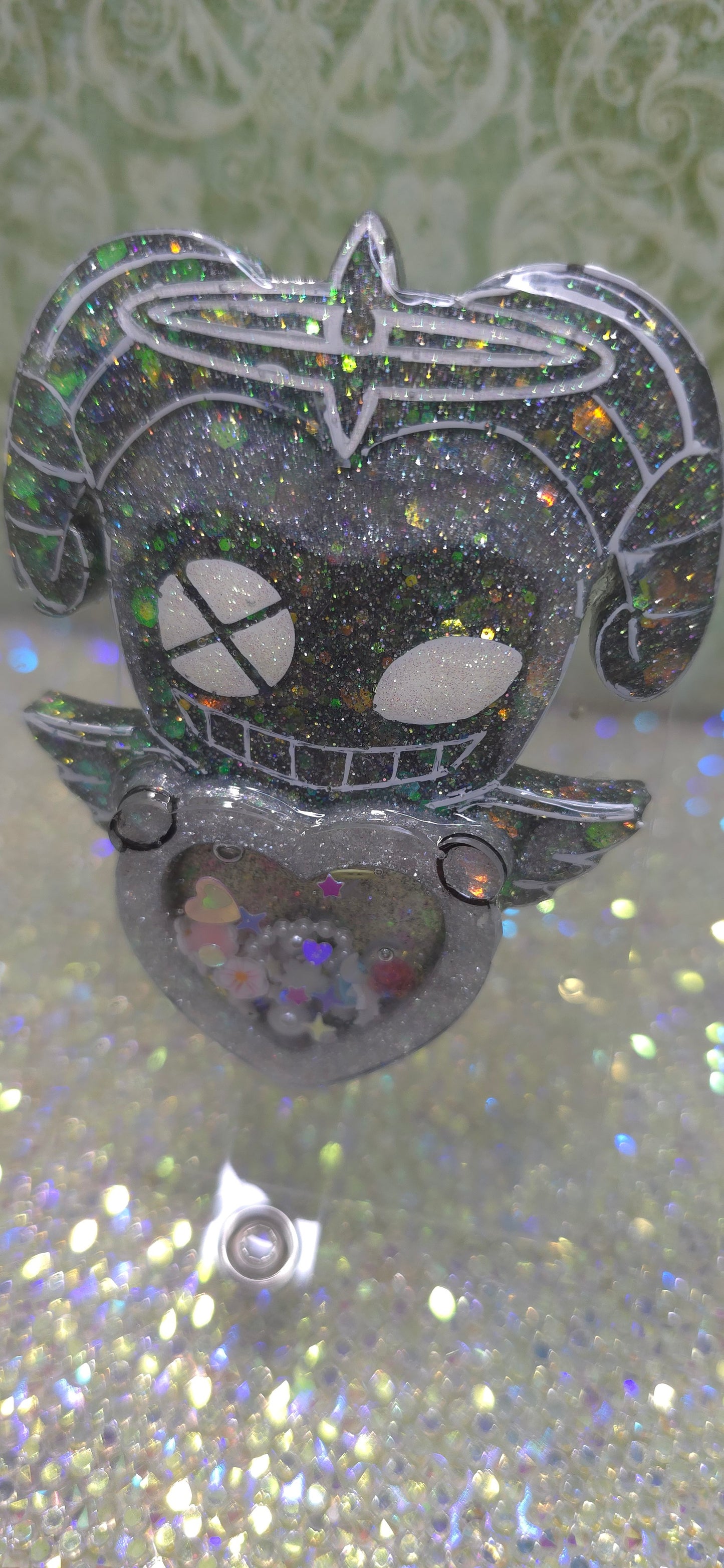 Made to Order Lute w/Mask Hazbin Hotel Inspired Heart Shaker for Popsocket Keychain Badge Reel CosPlay Cute Kawaii