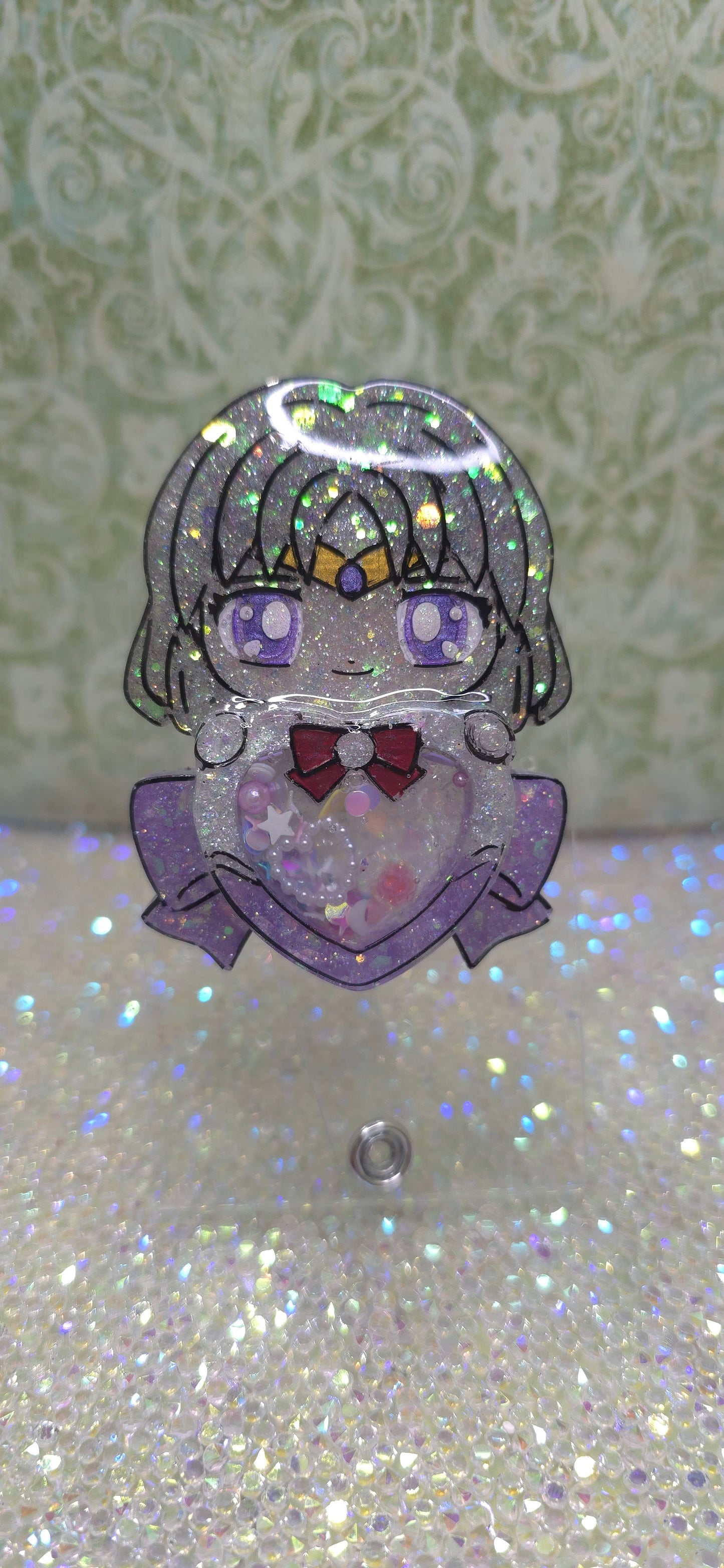 Made to Order Sailor Saturn Sailor Scout Inspired Shaker for Popsocket Keychain Badge Reel